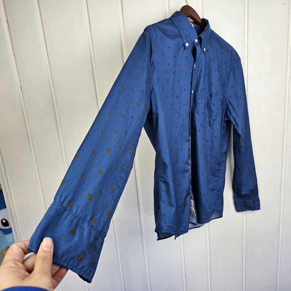 J. Crew Blue Slim Untucked Secret Wash Cotton Poplin Button Front Shirt Large - Picture 7 of 11